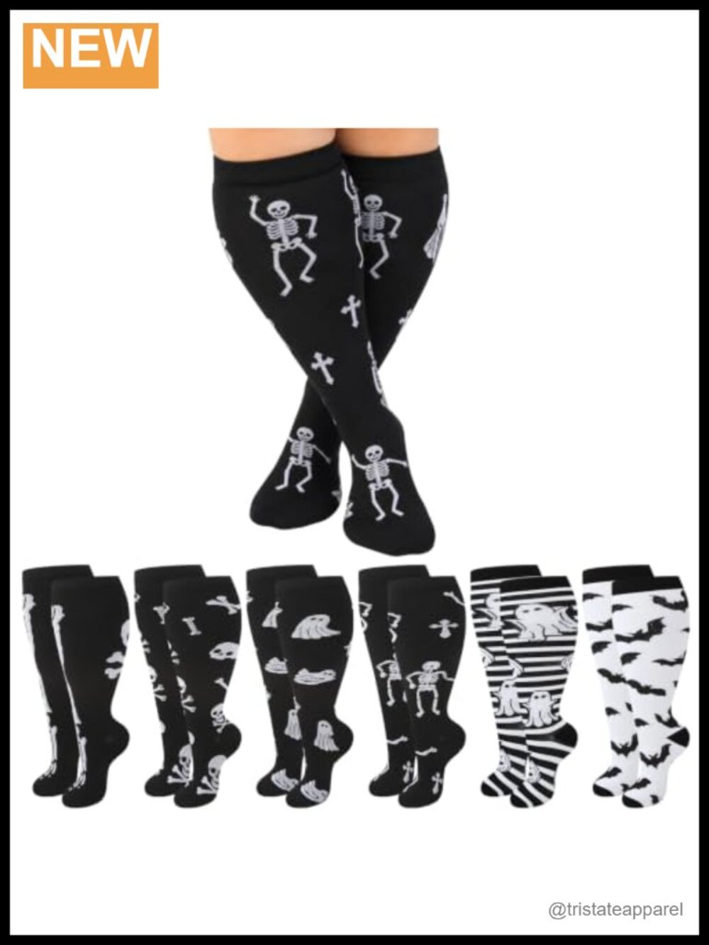 Plus Size Compression Socks Wide Calf 6 Pairs Nylon